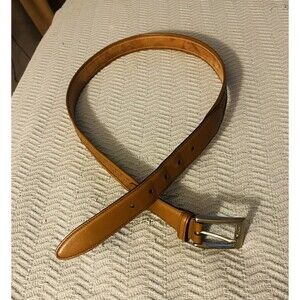 Bruno Magali Mens Belt Brown Leather Woven Details Brass Hardware Italy